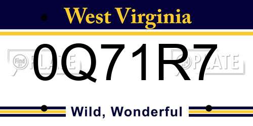 0Q71R7 West Virginia License Plate
