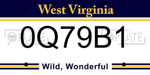 0Q79B1 West Virginia License Plate