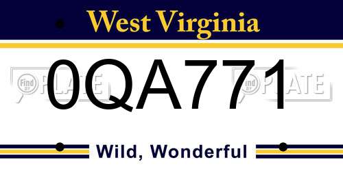 0QA771 West Virginia License Plate