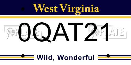 0QAT21 West Virginia License Plate