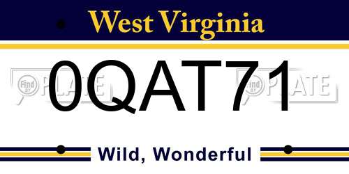 0QAT71 West Virginia License Plate