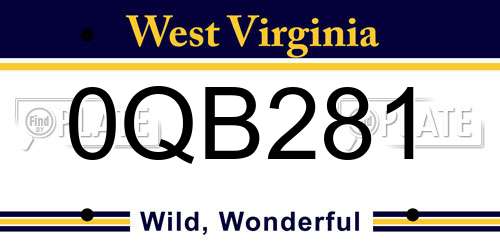 0QB281 West Virginia License Plate