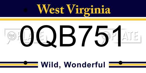0QB751 West Virginia License Plate