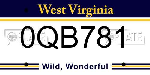 0QB781 West Virginia License Plate