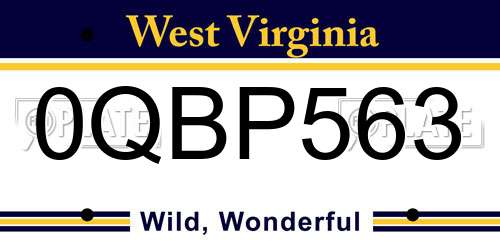 0QBP563 West Virginia License Plate