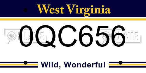 0QC656 West Virginia License Plate