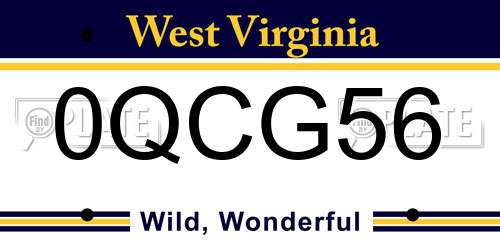 0QCG56 West Virginia License Plate