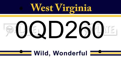 0QD260 West Virginia License Plate