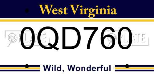 0QD760 West Virginia License Plate