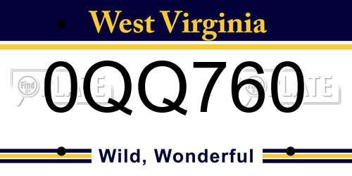 0QQ760 West Virginia License Plate