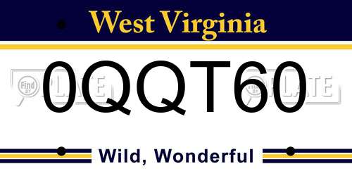 0QQT60 West Virginia License Plate