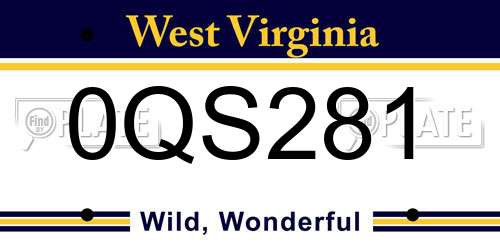 0QS281 West Virginia License Plate