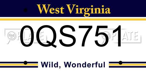0QS751 West Virginia License Plate