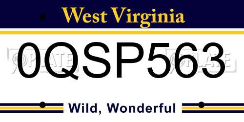 0QSP563 West Virginia License Plate