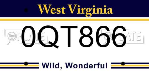 0QT866 West Virginia License Plate