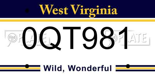 0QT981 West Virginia License Plate