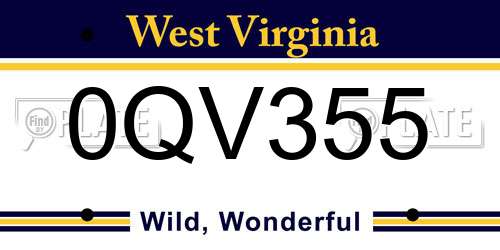 0QV355 West Virginia License Plate