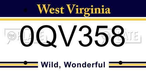 0QV358 West Virginia License Plate