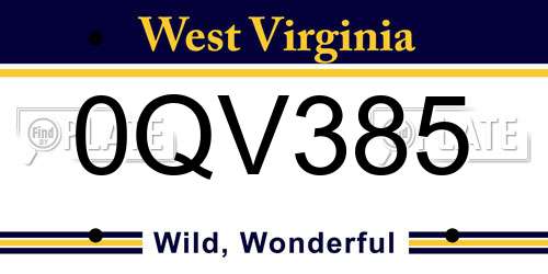 0QV385 West Virginia License Plate