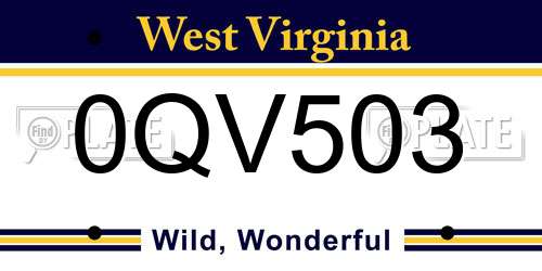 0QV503 West Virginia License Plate