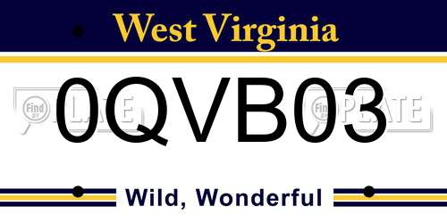 0QVB03 West Virginia License Plate