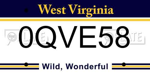 0QVE58 West Virginia License Plate