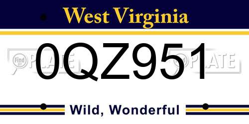 0QZ951 West Virginia License Plate