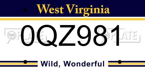 0QZ981 West Virginia License Plate