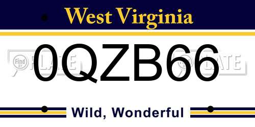0QZB66 West Virginia License Plate