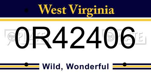 0R42406 West Virginia License Plate