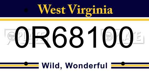 0R68100 West Virginia License Plate
