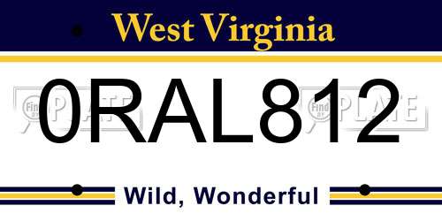 0RAL812 West Virginia License Plate