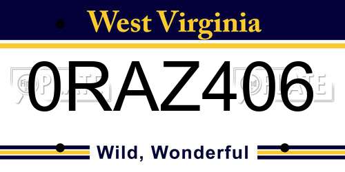 0RAZ406 West Virginia License Plate