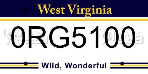 0RG5100 West Virginia License Plate