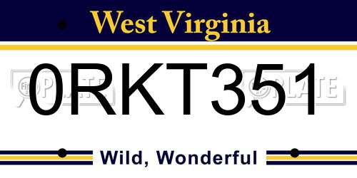0RKT351 West Virginia License Plate