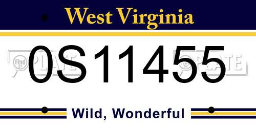 0S11455 West Virginia License Plate