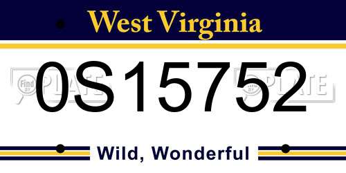 0S15752 West Virginia License Plate