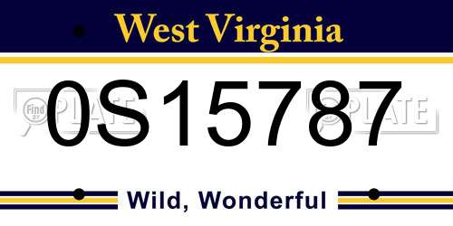 0S15787 West Virginia License Plate