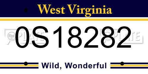 0S18282 West Virginia License Plate