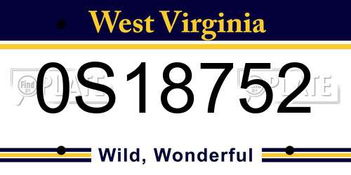 0S18752 West Virginia License Plate