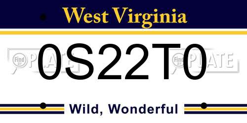 0S22T0 West Virginia License Plate