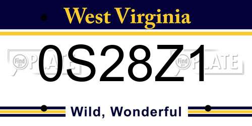 0S28Z1 West Virginia License Plate