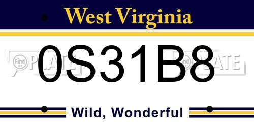 0S31B8 West Virginia License Plate