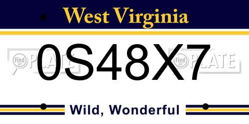 0S48X7 West Virginia License Plate