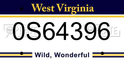 0S64396 West Virginia License Plate