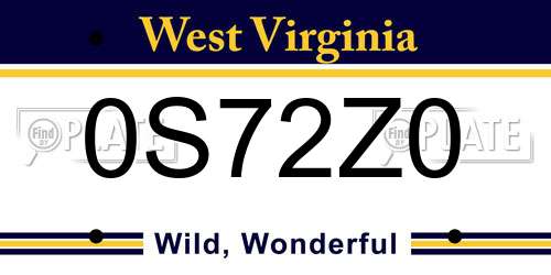 0S72Z0 West Virginia License Plate