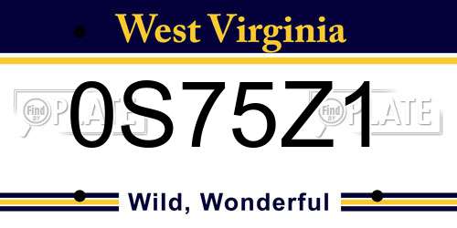 0S75Z1 West Virginia License Plate