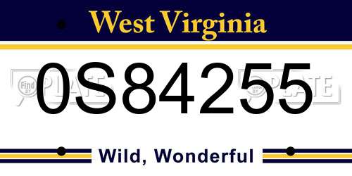 0S84255 West Virginia License Plate
