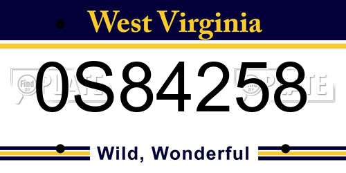 0S84258 West Virginia License Plate