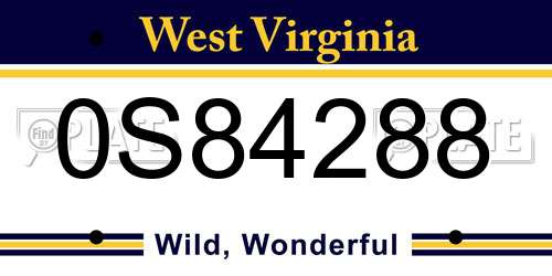 0S84288 West Virginia License Plate